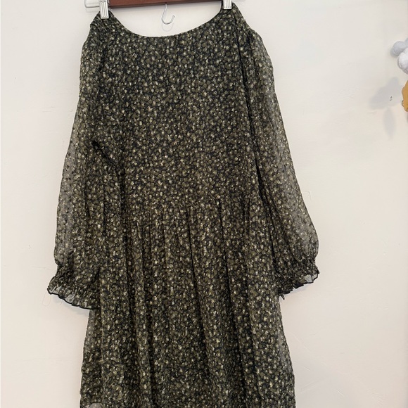 Urban Outfitters green shimmery Long Sleeve mini Dress fairy cottagecore dress - Picture 6 of 7